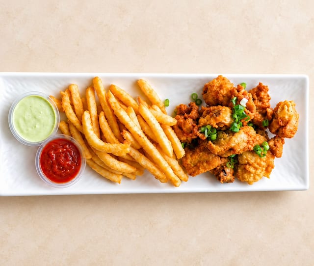 Litchi Crispy Chicken And Fries.