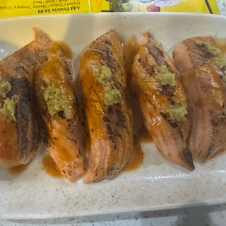 Salmon Sushi With Rice Torched