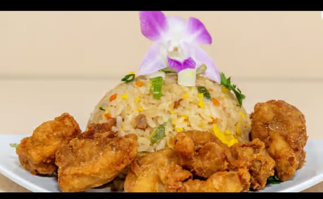 Fried Rice With Salt And Pepper Chicken.