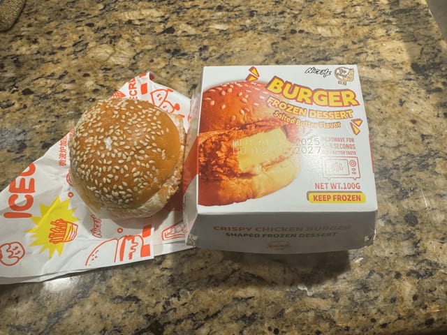 Burger Ice cream Frozen Desert.